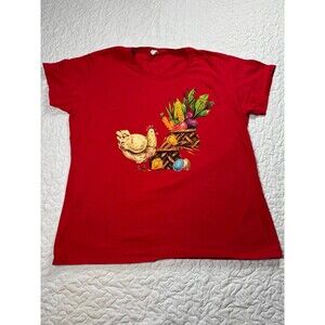 Anvil Red Chicken Farm Print Short Sleeve Crewneck Tee Shirt size 2xl
